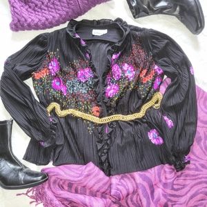 Vintage Liz Roberts Sheer Black Blouse
